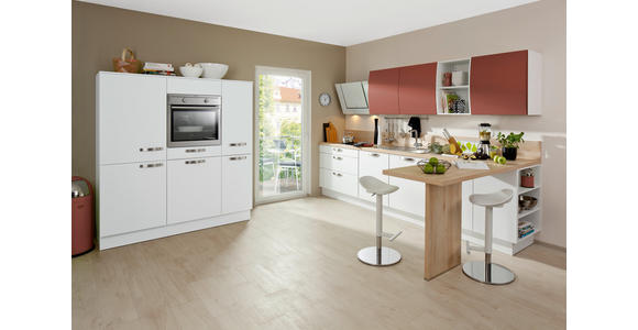 EINBAUKÜCHE   - Rot/Weiß, Design, Holzwerkstoff - Novel