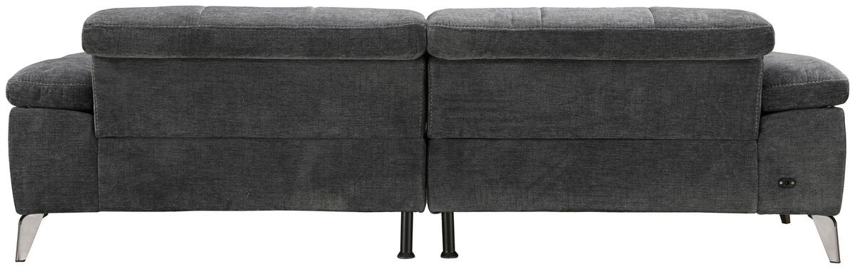 ECKSOFA Dunkelgrau Chenille  - Dunkelgrau/Silberfarben, Design, Textil/Metall (262/175cm) - Livetastic