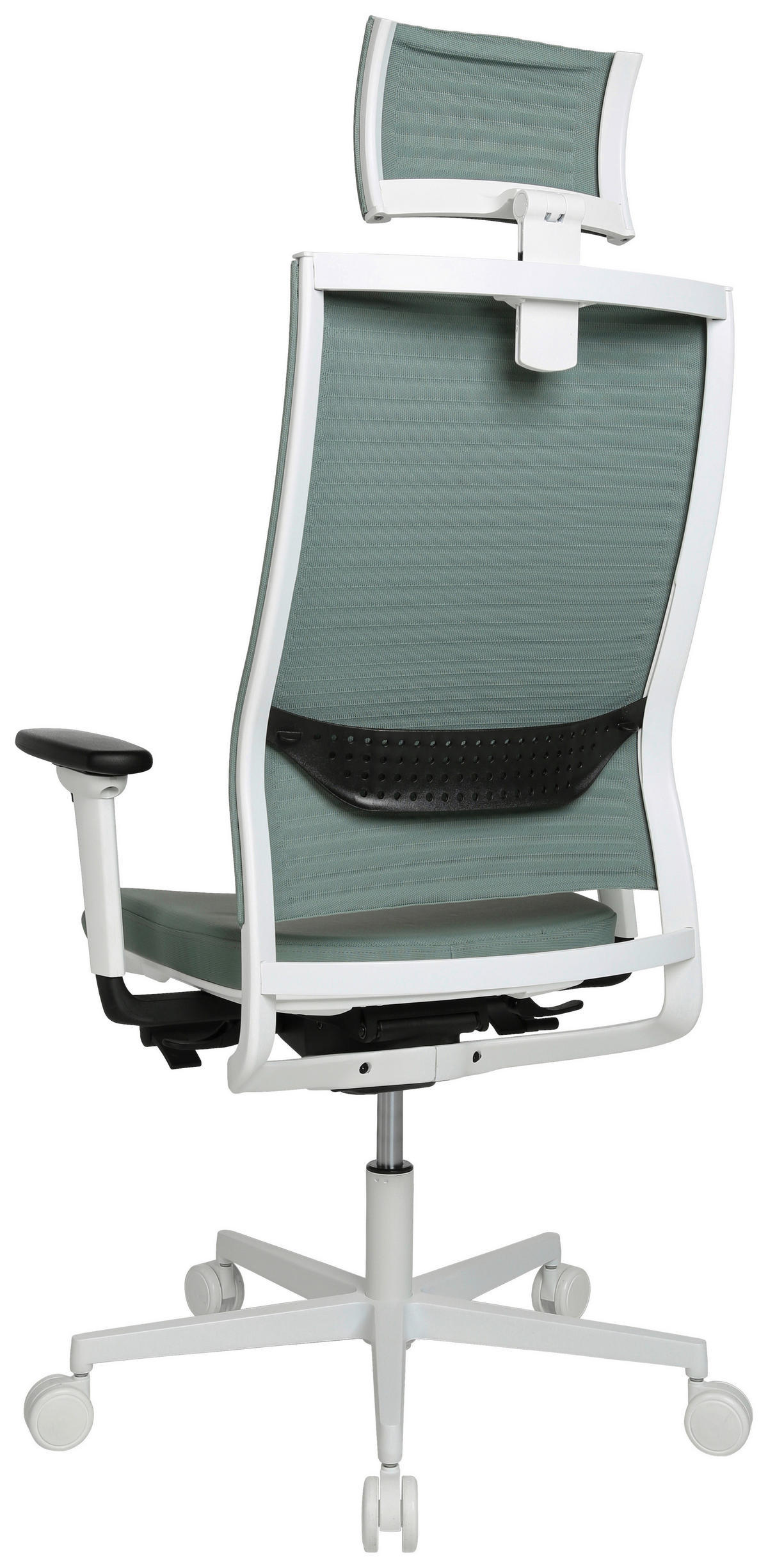DREHSTUHL  in Flachgewebe Schwarz, Weiss, Pastellgrün  - Weiss/Pastellgrün, Modern, Kunststoff/Textil (48/105-115/48-55cm) - Topstar