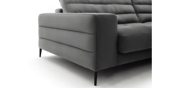 ECKSOFA in Cord Grau  - Schwarz/Grau, Design, Textil/Metall (296/207cm) - Dieter Knoll