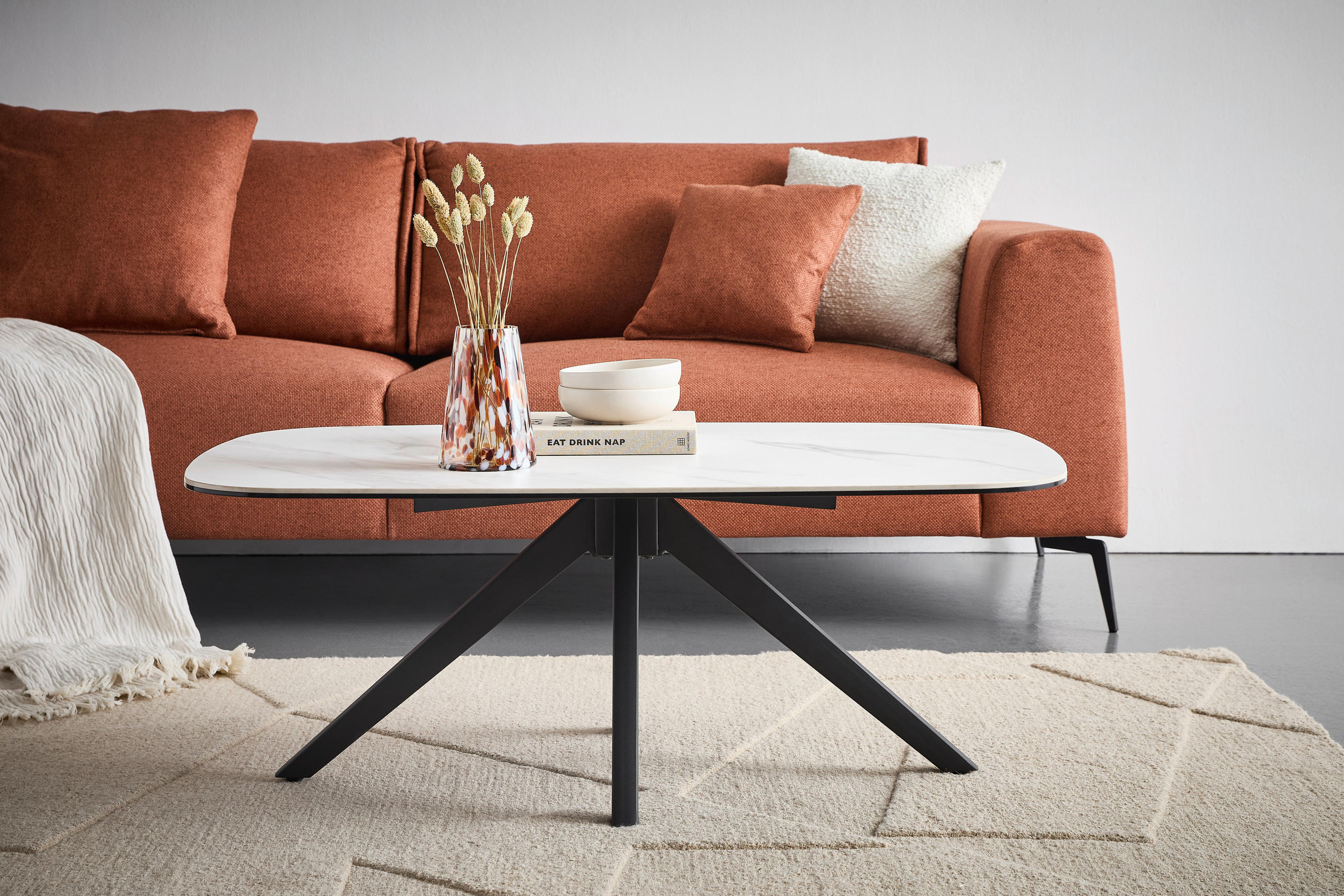 COUCHTISCH ESG 110/70/42 cm rechteckig Anthrazit, Weiß  - Anthrazit/Weiß, Design, Glas/Keramik (110/70/42cm) - Novel