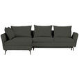 ECKSOFA in Webstoff Dunkelgrün  - Dunkelgrün/Schwarz, Design, Textil/Metall (182/280cm) - Carryhome