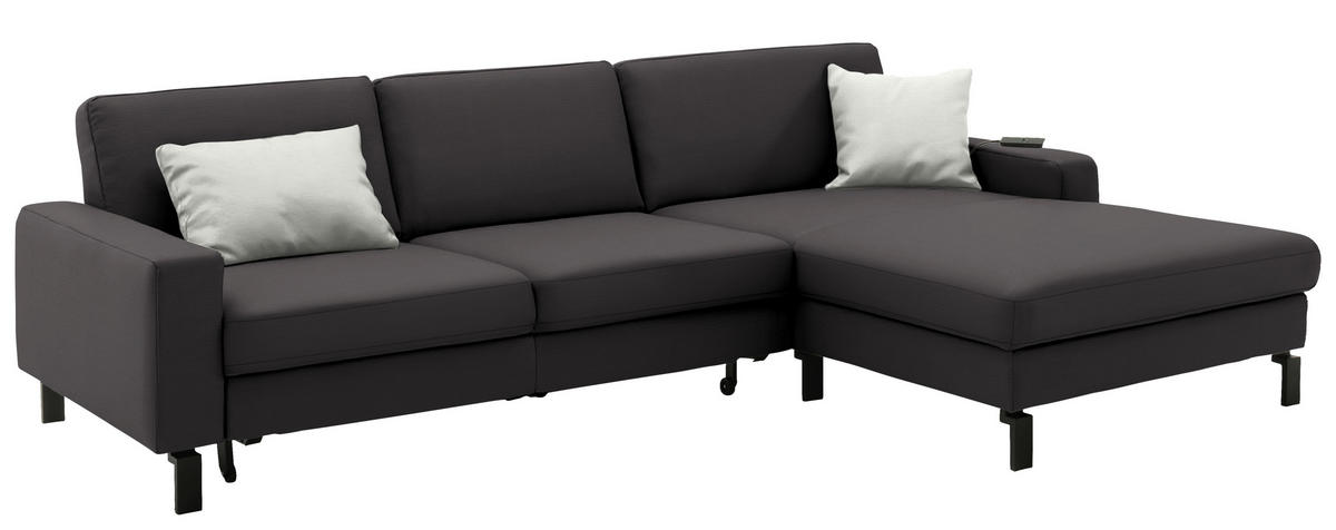 ECKSOFA Cord Dunkelbraun  - Dunkelbraun/Schwarz, Design, Textil/Metall (298/185cm) - Pure Home Lifestyle
