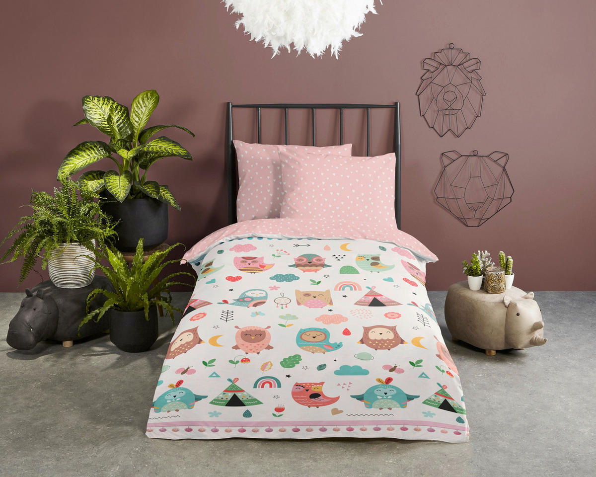 KINDERBETTWÄSCHE 100/135 cm  - Hellrosa/Multicolor, Basics, Textil (100/135cm)
