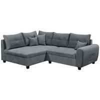 ECKSOFA Anthrazit Mikrovelours Zierkissen, Rückenkissen, Schlaffunktion, Rücken echt  - Anthrazit, Basics, Holzwerkstoff/Textil (176/248cm) - MID.YOU