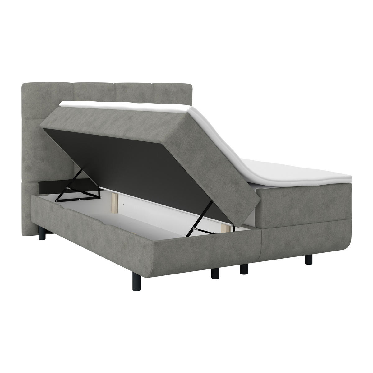 POLSTERBETT Bettkasten, Topper 140/200 cm  in Grau  - Schwarz/Grau, MODERN, Kunststoff/Textil (140/200cm) - MID.YOU