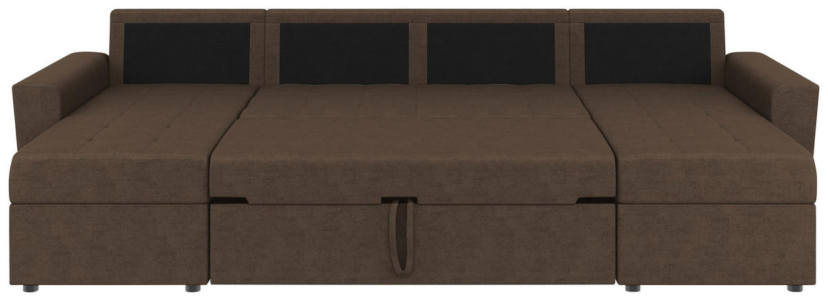 WOHNLANDSCHAFT TERMOLI Braun Jacquard  - Schwarz/Braun, Design, Kunststoff/Textil (155/296/155cm) - MID.YOU