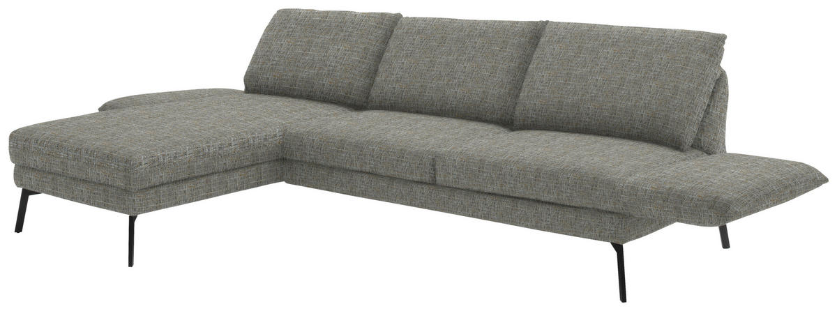 ECKSOFA in Flachgewebe Taupe  175/277 cm  - Taupe/Schwarz, Design, Textil/Metall (175/277cm) - Schöner Wohnen