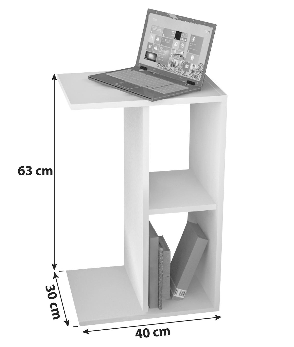 Beistelltisch in Weiß in Holzwerkstoff 40/30/63 cm  - Weiss, Basics, Holzwerkstoff (40/30/63cm) - MID.YOU