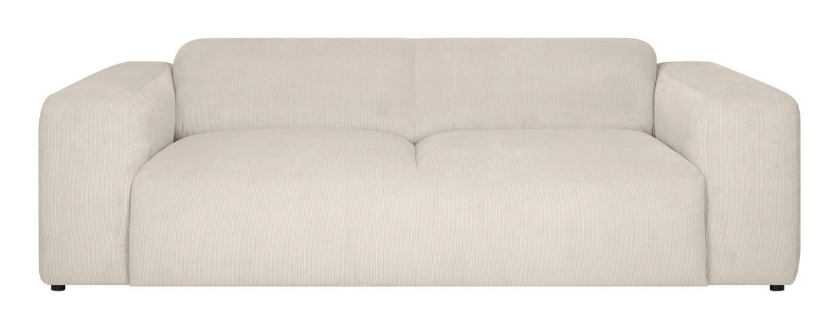 3-SITZER-SOFA in Cord Creme  - Creme/Schwarz, Design, Kunststoff/Textil (247/75/104cm) - MID.YOU