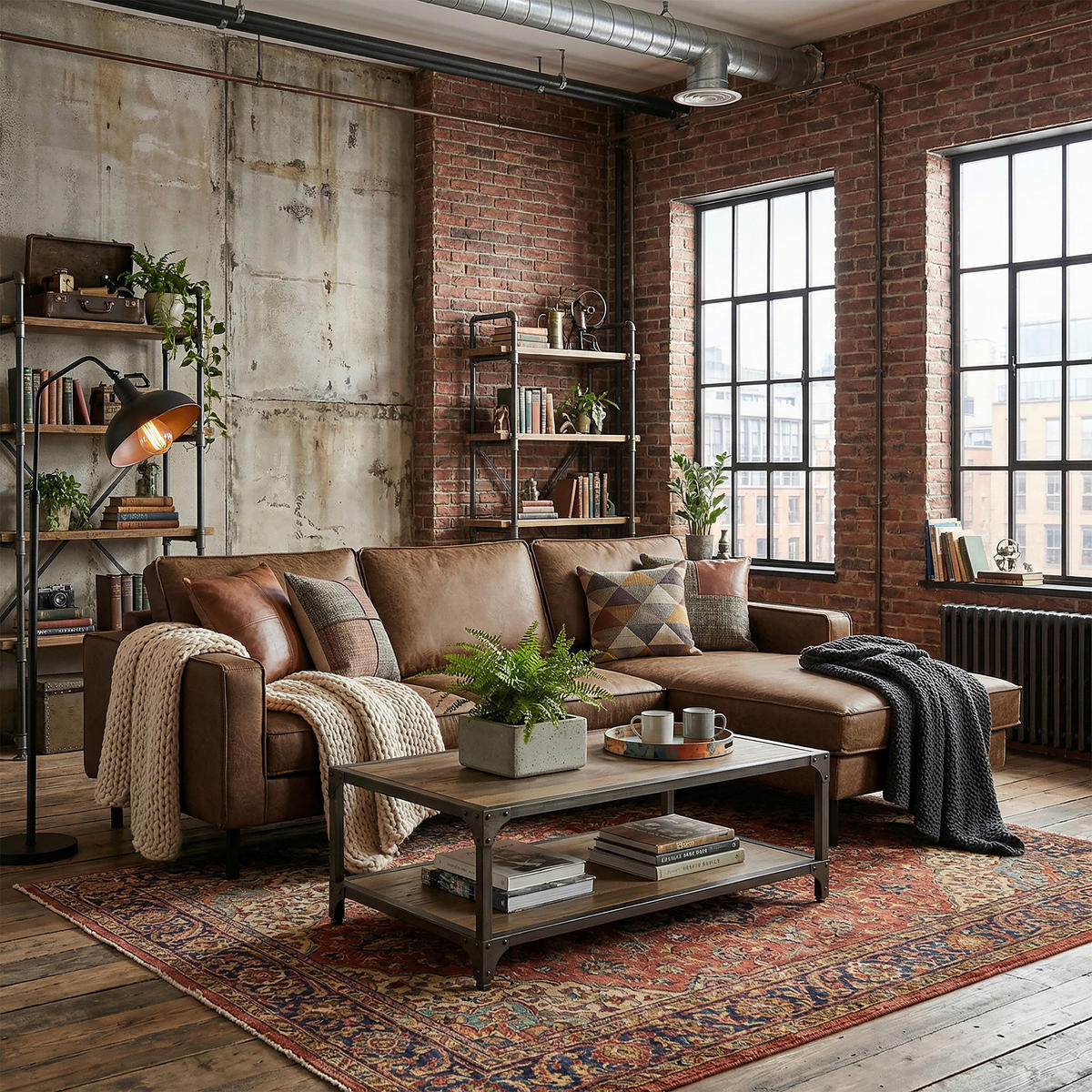 ECKSOFA Braun Echtleder Lederlook Rücken echt  - Schwarz/Braun, Design, Leder/Textil (166/238cm) - Livetastic