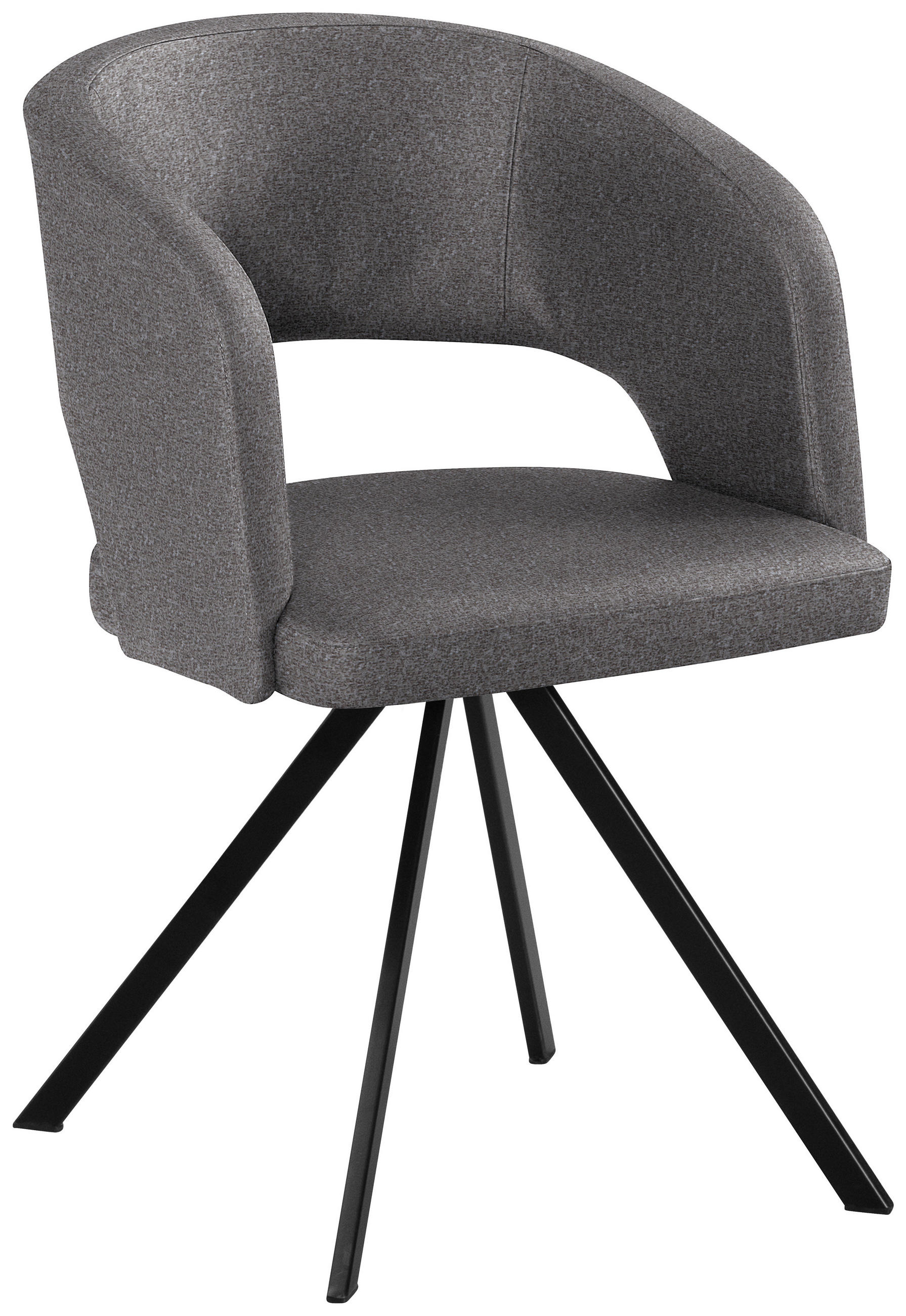 ARMLEHNSTUHL Stahl Samt  - Schwarz/Grau, Konventionell, Textil/Metall (56/84/59cm) - Moderano