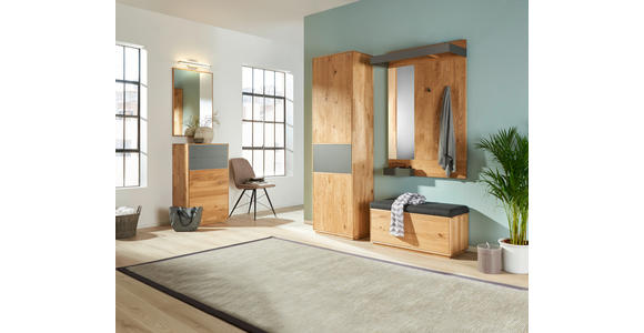 GARDEROBENSCHRANK  in 60/205/38 cm  - Eichefarben/Anthrazit, Design, Glas/Holz (60/205/38cm) - Waldwelt