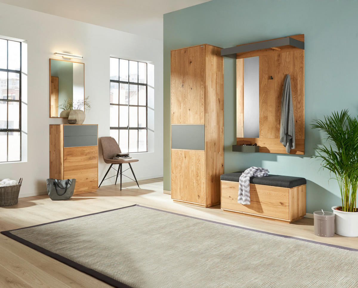 GARDEROBENSCHRANK  in 60/205/38 cm  - Eichefarben/Anthrazit, Design, Glas/Holz (60/205/38cm) - Waldwelt