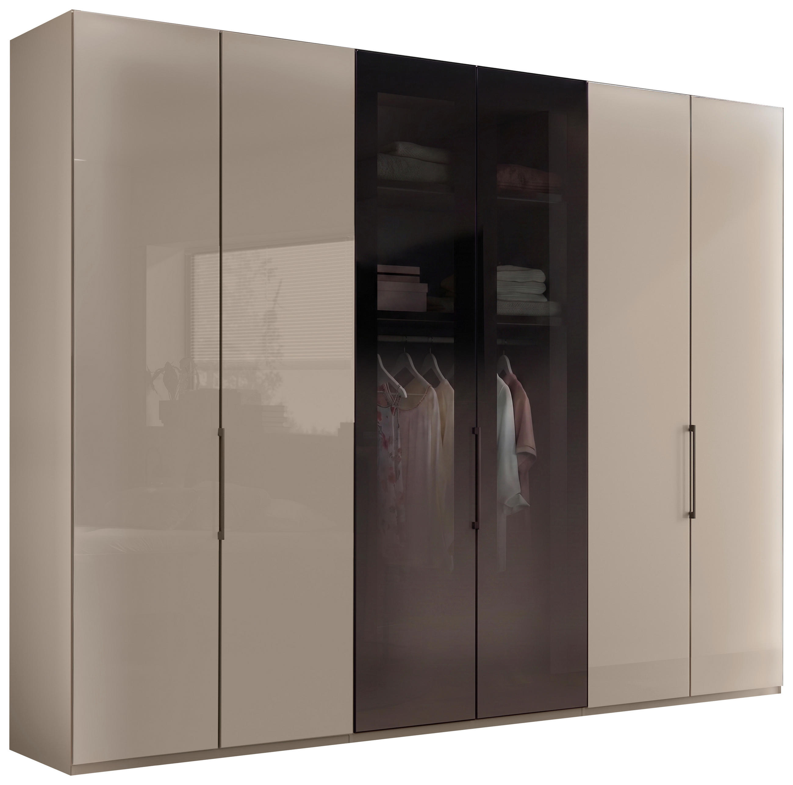 DREHTÜRENSCHRANK 300/236/58 cm,  in Grau, 6-türig  - Schieferfarben/Grau, KONVENTIONELL, Glas/Holzwerkstoff (300/236/58cm) - Dieter Knoll
