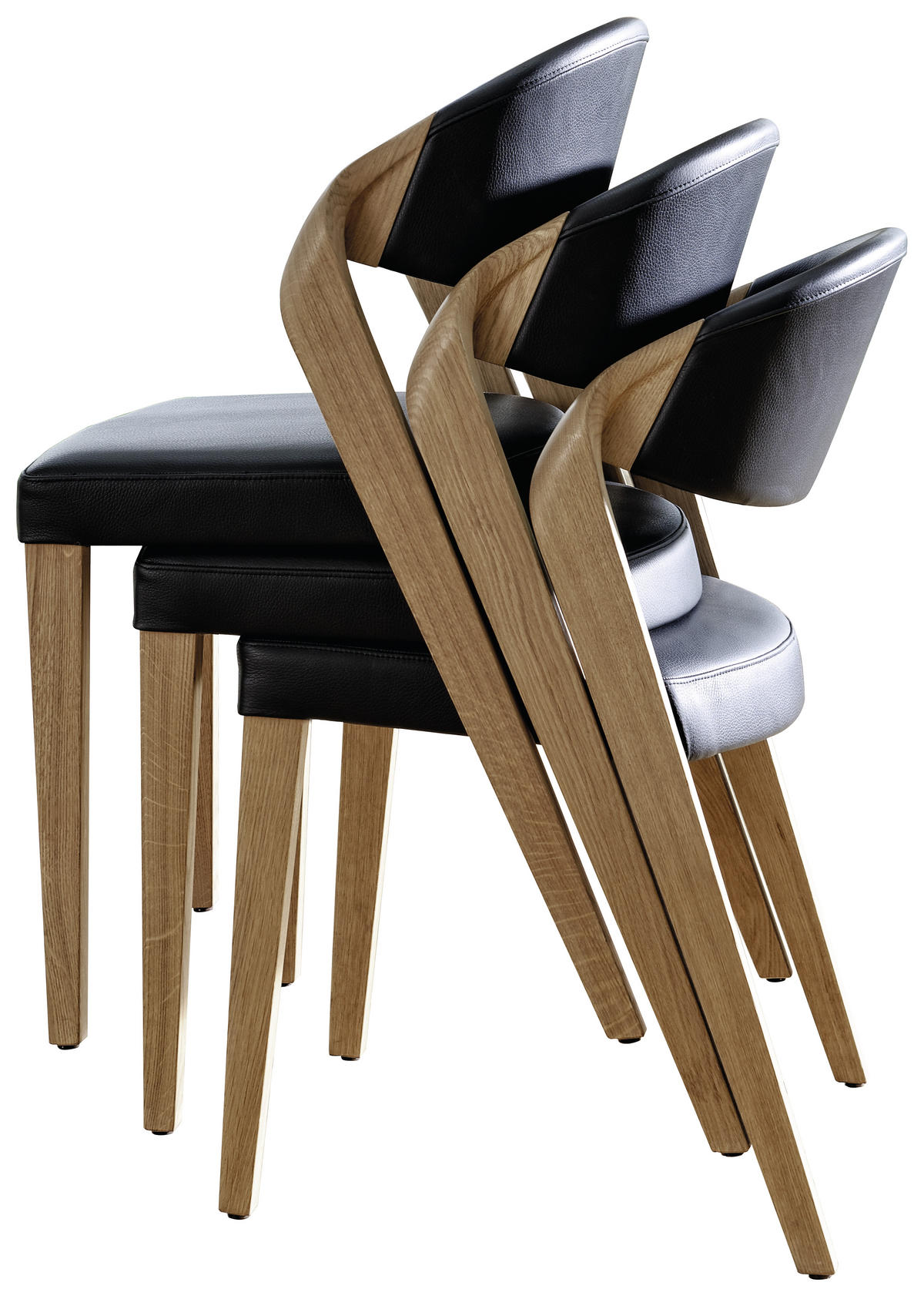 ŽIDLE, černá, barvy dubu - černá/barvy dubu, Natur, dřevo/kůže (53/82/57cm) - Voglauer