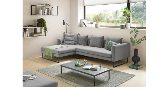 ECKSOFA  in Feincord Grau  178/284 cm  - Schwarz/Grau, KONVENTIONELL, Textil/Metall (178/284cm) - Hom`in