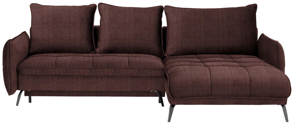 ECKSOFA in Flachgewebe Braun  - Schwarz/Braun, Design, Textil/Metall (273/180cm) - Hom`in