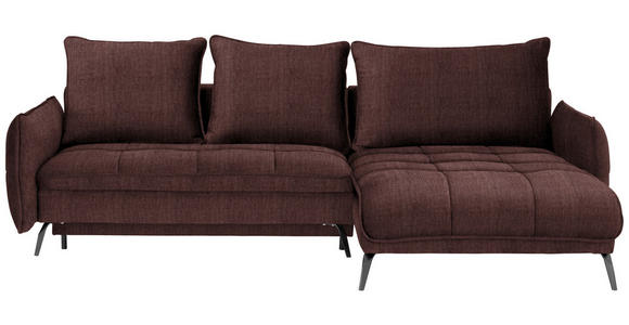 ECKSOFA in Flachgewebe Braun  - Schwarz/Braun, Design, Textil/Metall (273/180cm) - Hom`in