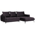 ECKSOFA in Flachgewebe Anthrazit  - Anthrazit/Schwarz, Design, Textil/Metall (273/180cm) - Hom`in