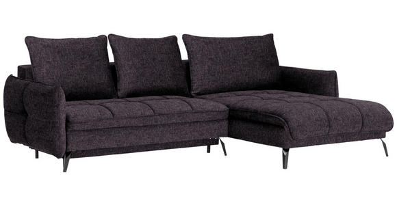 ECKSOFA in Flachgewebe Anthrazit  - Anthrazit/Schwarz, Design, Textil/Metall (273/180cm) - Hom`in