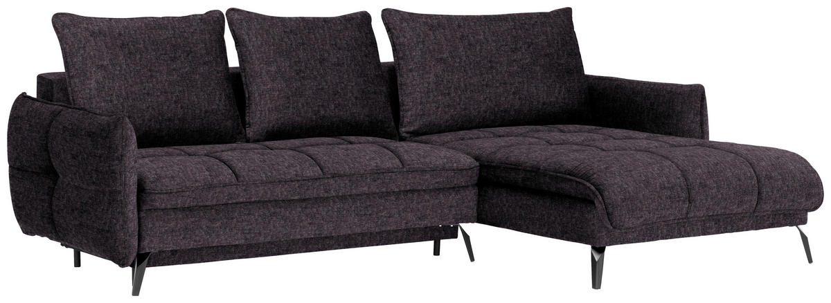 ECKSOFA in Flachgewebe Anthrazit  - Anthrazit/Schwarz, Design, Textil/Metall (273/180cm) - Hom`in