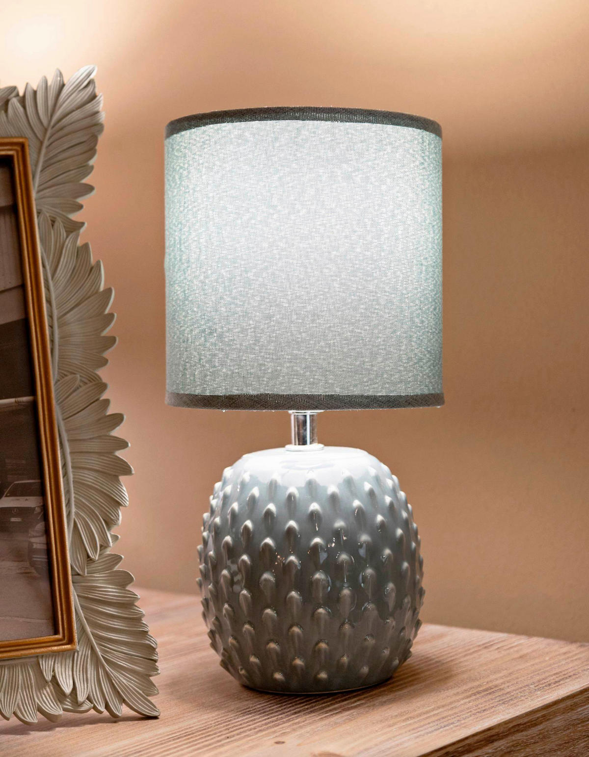 TISCHLEUCHTE   - Türkis, Basics, Keramik/Textil (14/27/14cm)