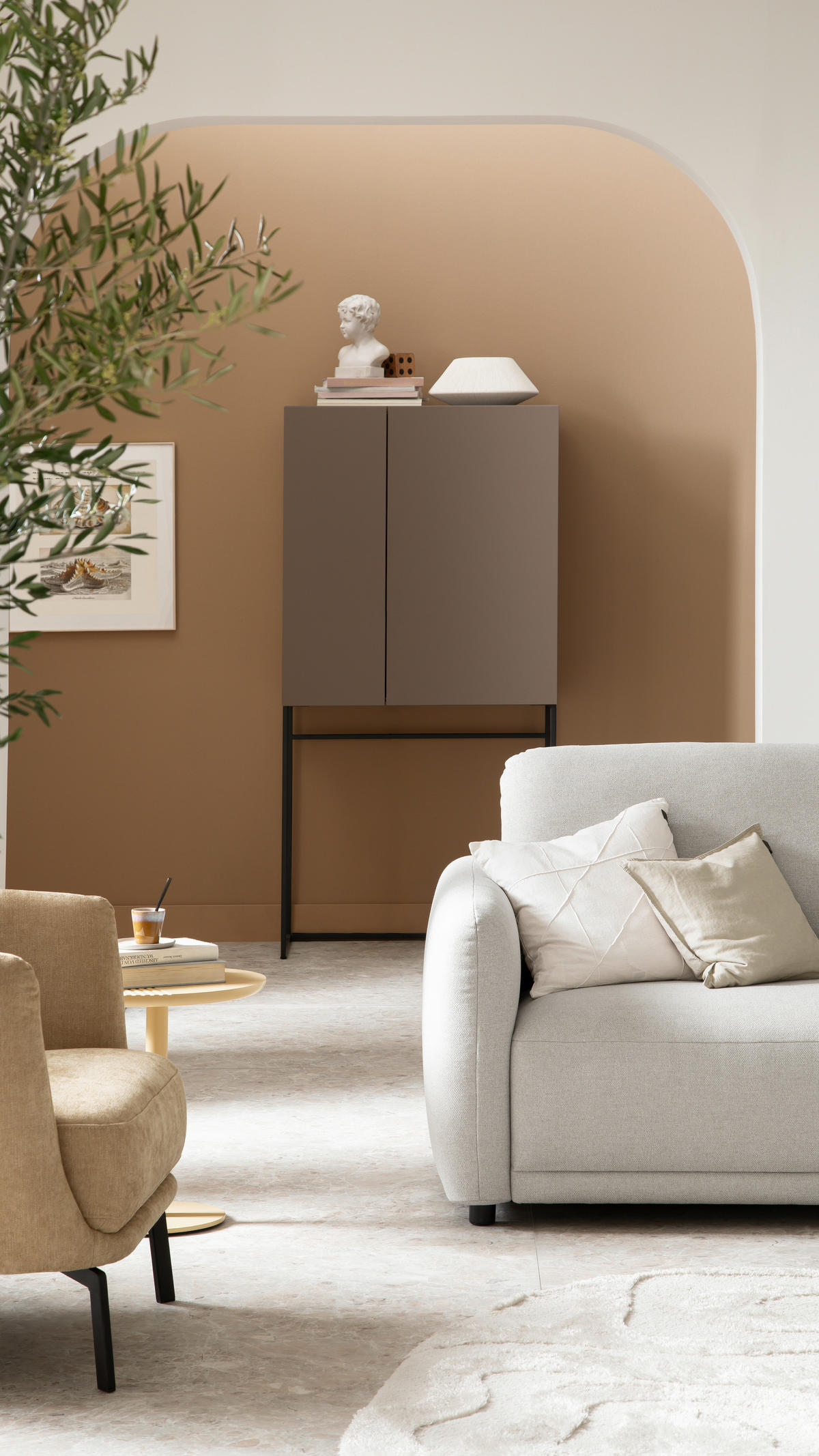 ECKSOFA  in Chenille Naturfarben  188/318 cm  - Schwarz/Naturfarben, Design, Kunststoff/Textil (188/318cm) - Schöner Wohnen