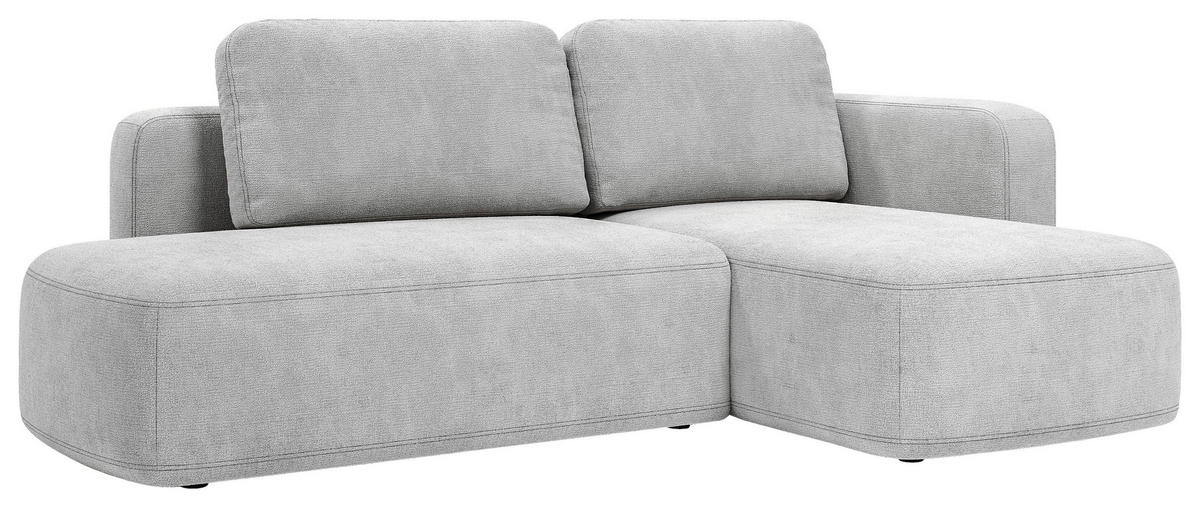 ECKSOFA Hellgrau Chenille Rückenkissen, Bettkasten, Schlaffunktion, Rücken echt, Liegefläche im Originalstoff  - Hellgrau/Schwarz, KONVENTIONELL, Kunststoff/Textil (244/160cm) - Milino