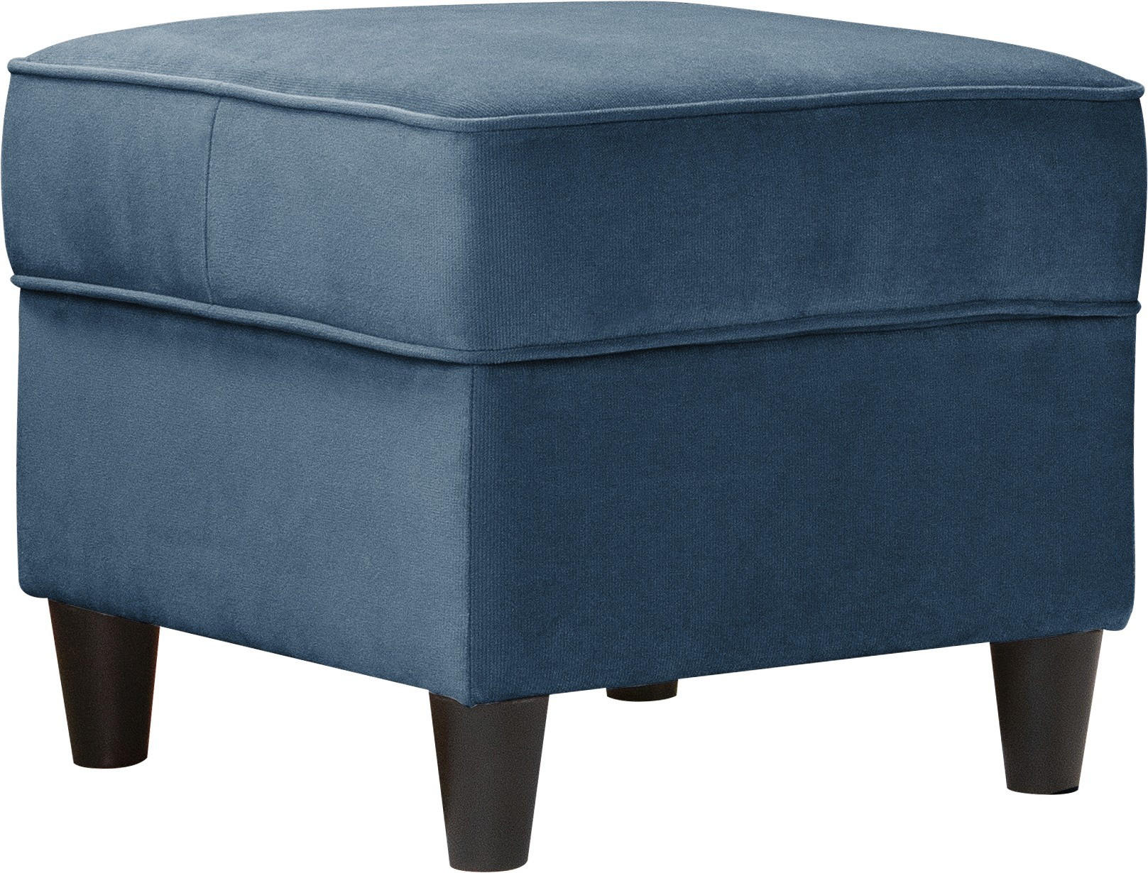 HOCKER Plüsch Blau  - Blau/Schwarz, Design, Holz/Textil (52/45/52cm) - MID.YOU