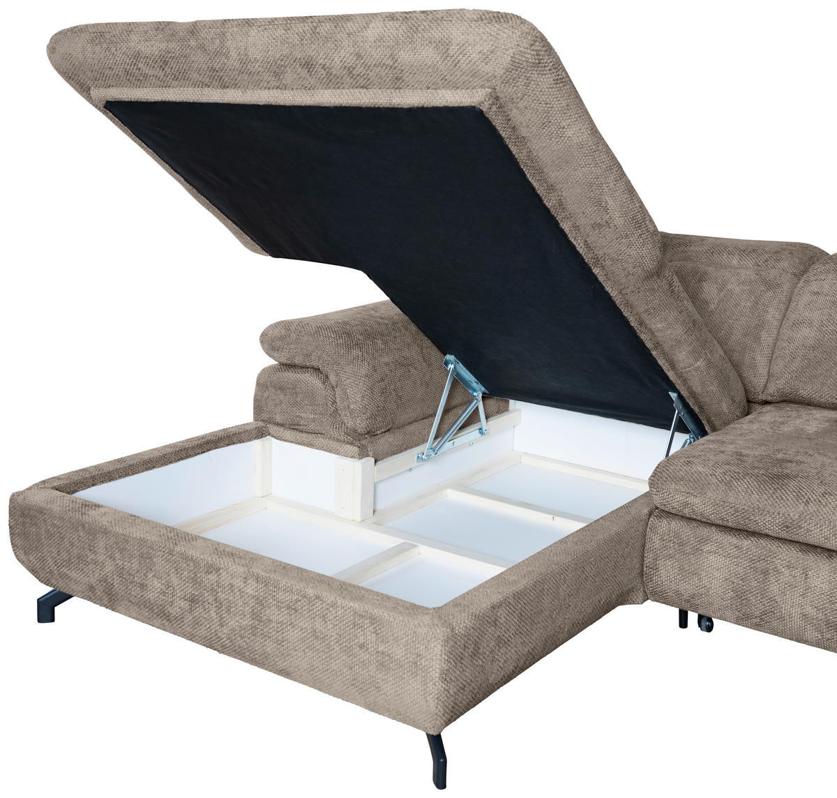 WOHNLANDSCHAFT Beige Struktur  - Beige/Schwarz, KONVENTIONELL, Textil/Metall (188/357/253cm) - Carryhome