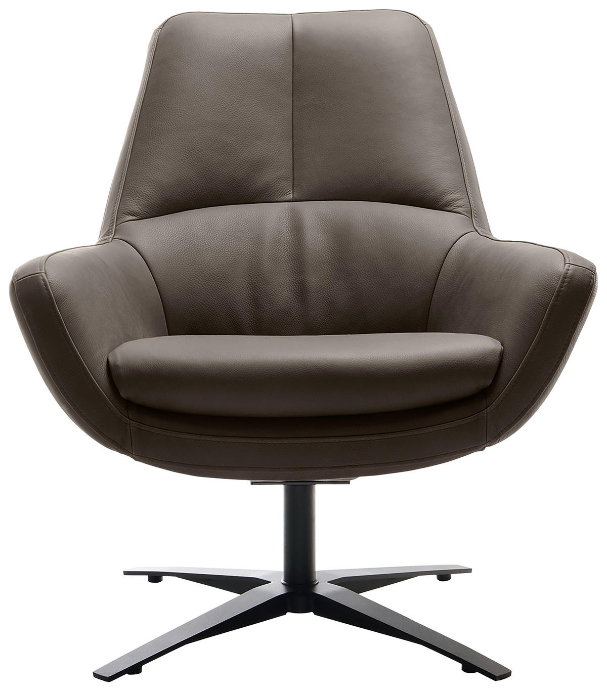 SESSEL in Echtleder Grau  - Schwarz/Grau, MODERN, Leder/Metall (81/92/83cm) - Trendmanufaktur