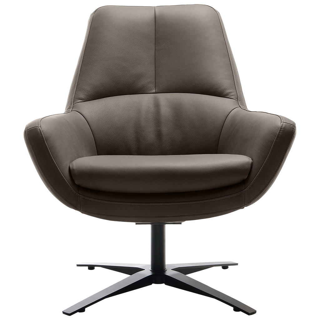 Thumbnail - Trendmanufaktur Sessel BE Organic, Grau, Leder, Echtleder, Anilinleder, 81x92x83 cm, Made in EU, Lederauswahl, Stoffausw...