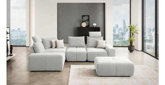 ECKSOFA in Velours Hellgrau 236/326 cm - Hellgrau/Schwarz, Design, Kunststoff/Textil (236/326cm) - Xora