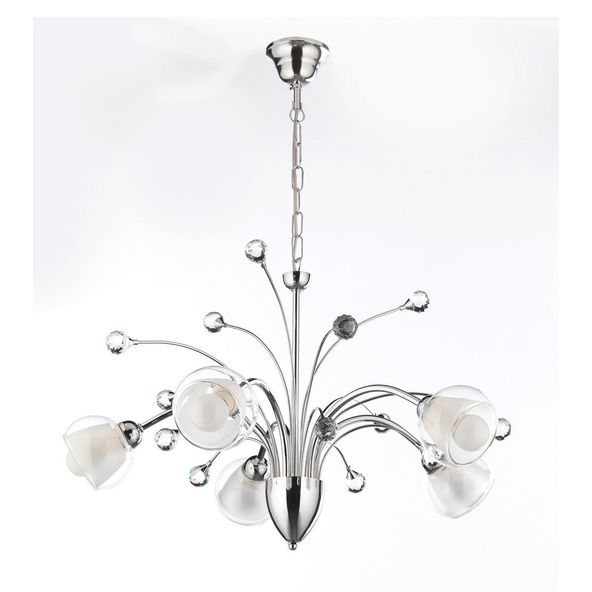KRONLEUCHTER 60/110 cm   - Chromfarben, KONVENTIONELL, Glas/Metall (60/110cm)