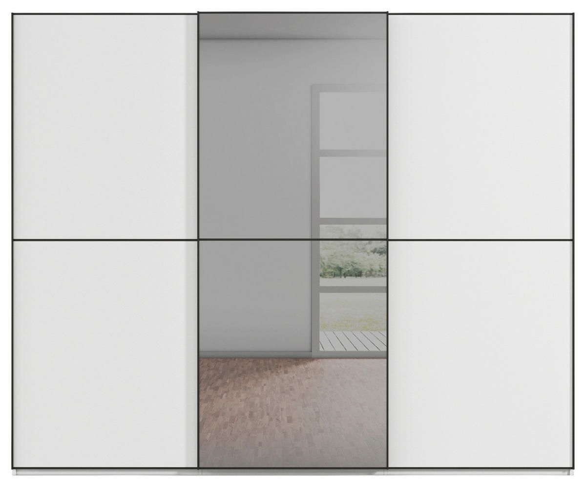 SCHWEBETÜRENSCHRANK  in Weiß  - Schwarz/Weiß, KONVENTIONELL, Glas/Holzwerkstoff (242/223/68cm) - Novel