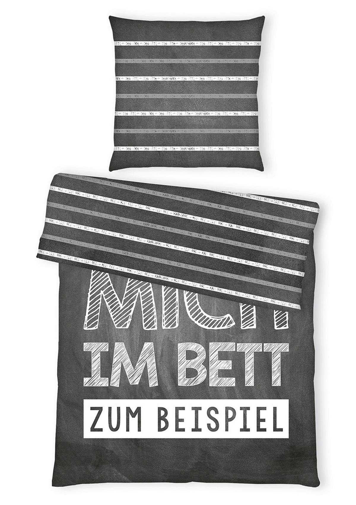 JUGENDBETTWÄSCHE SPRÜCHE Renforcé 135/200 cm  - Schwarz/Weiß, Basics, Textil (135/200cm) - Herding