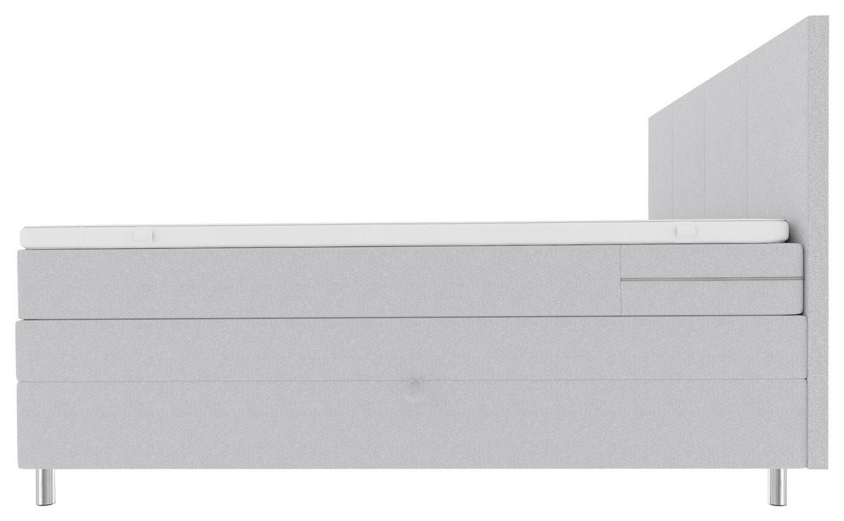 BOXSPRINGBETT 200/200 cm,  in Hellgrau, Bettkasten, Topper, Matratzen, H3 = fest  - Chromfarben/Hellgrau, KONVENTIONELL, Kunststoff/Textil (200/200cm) - Boxxx