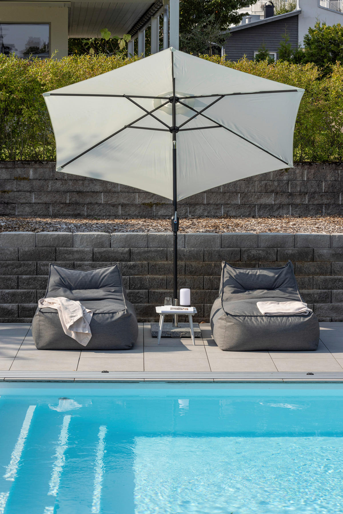 SONNENSCHIRM 300 cm  - Ecru/Grau, KONVENTIONELL, Textil/Metall (300/300cm) - Gardenson