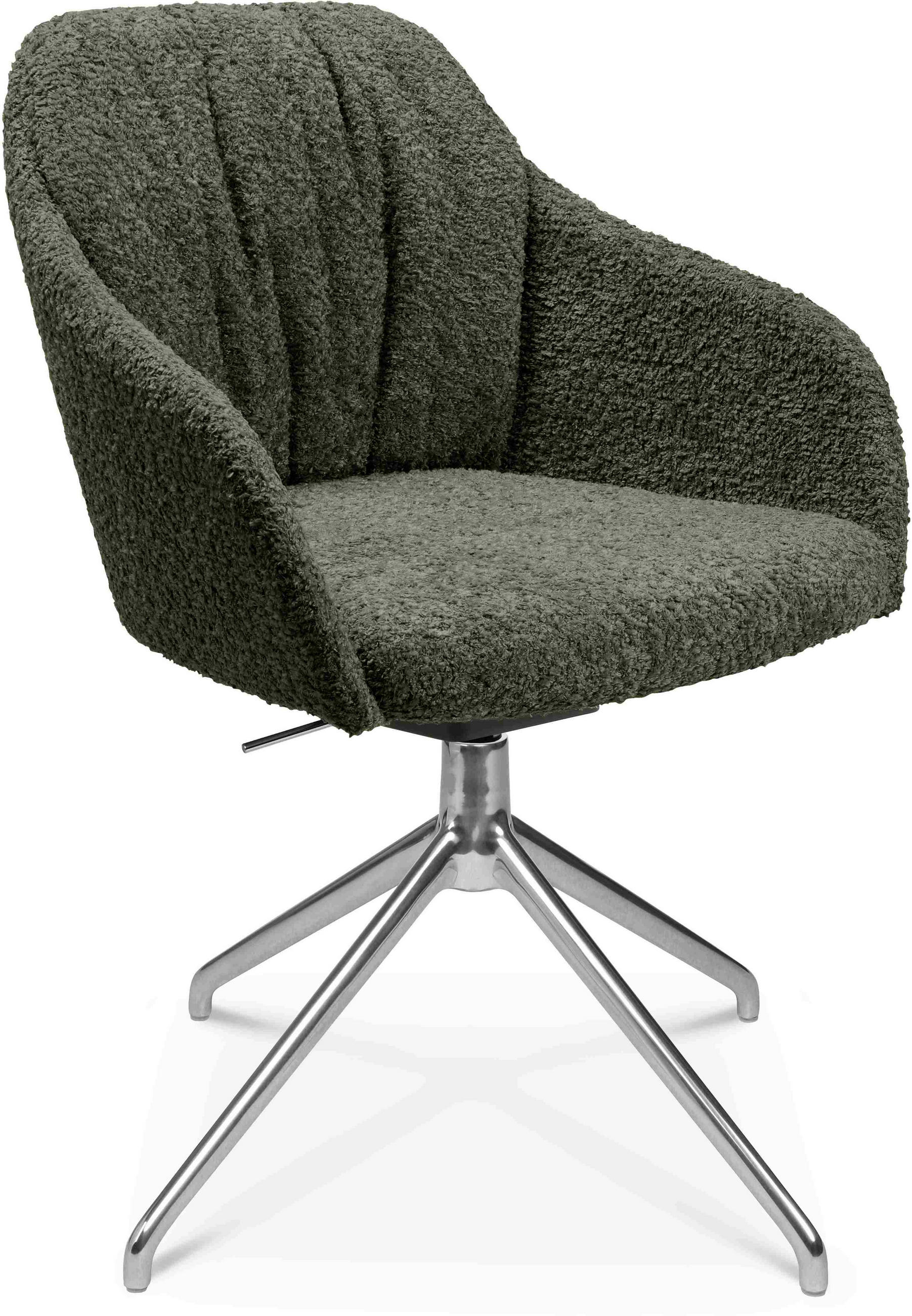 ARMLEHNSTUHL  in Aluminium Bouclé  - Dunkelgrün/Alufarben, Design, Textil/Metall (58/81,5-84,5/60cm) - Johann Jakob