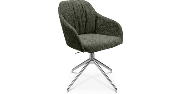ARMLEHNSTUHL in Aluminium Bouclé - Dunkelgrün/Alufarben, Design, Textil/Metall (58/81,5-84,5/60cm) - Johann Jakob