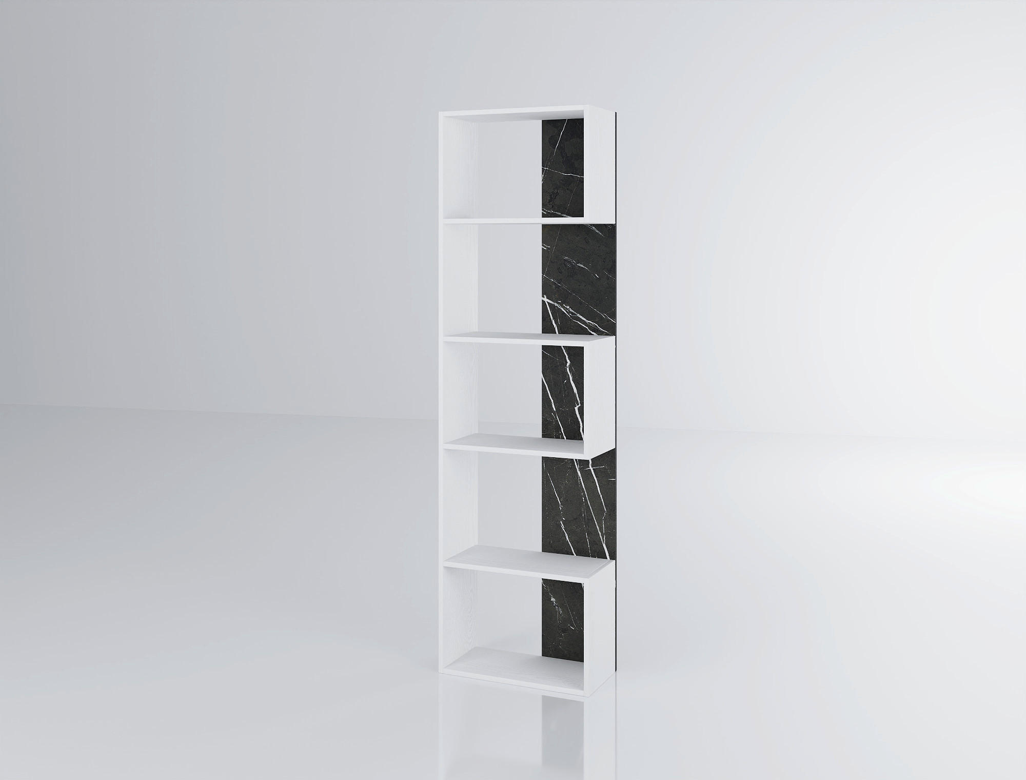 ETAJERĂ  50/175/25 cm alb, negru  - alb/negru, Modern, material pe bază de lemn (50/175/25cm) - Carryhome