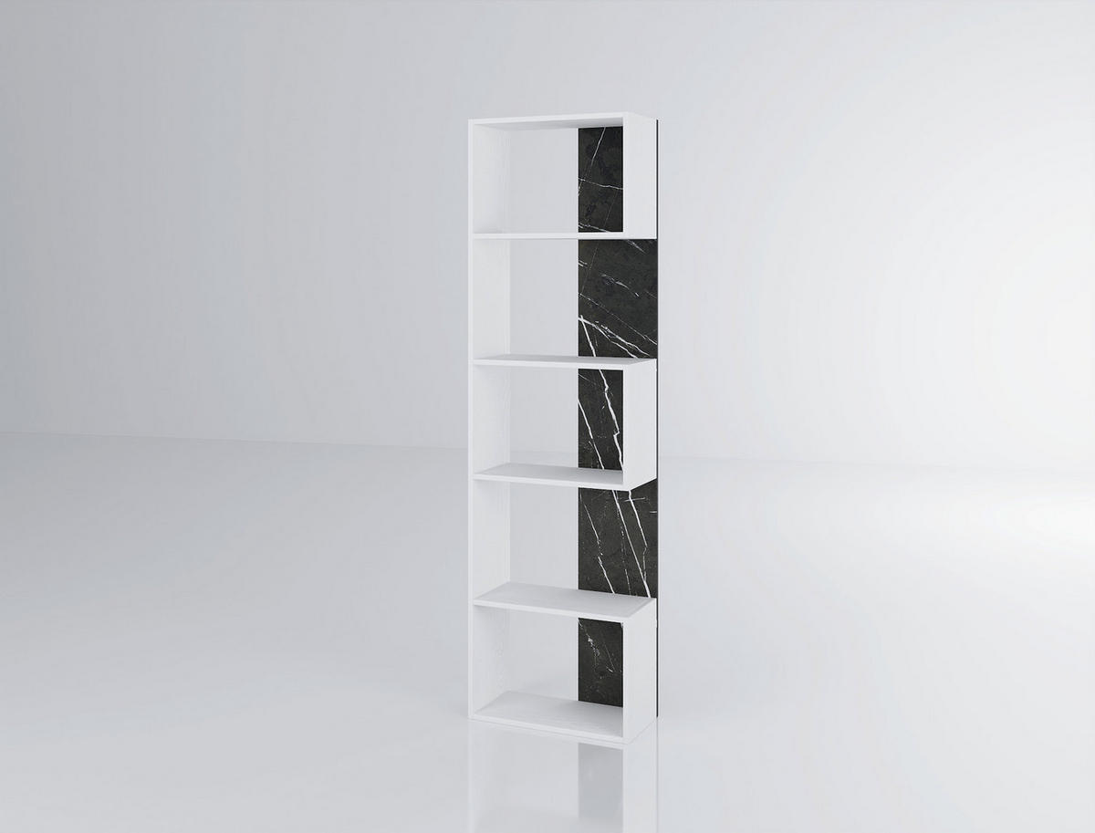 ETAJERĂ  50/175/25 cm alb, negru  - alb/negru, Modern, material pe bază de lemn (50/175/25cm) - Carryhome