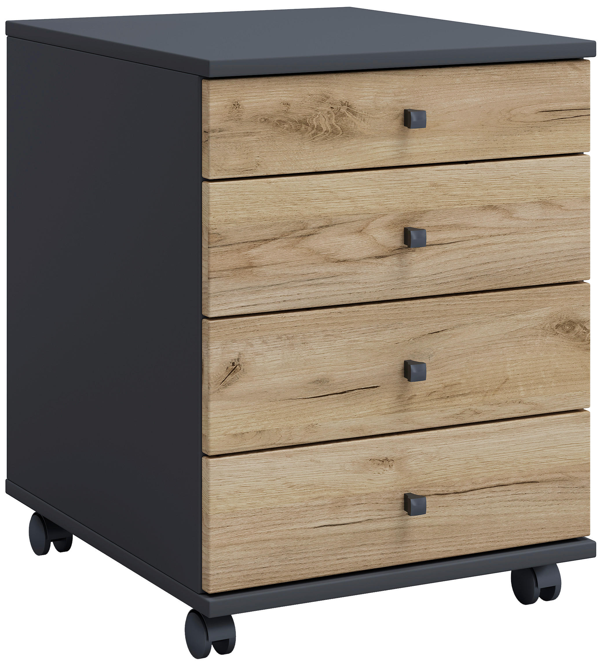 ROLLCONTAINER Anthrazit, Honigeiche  - Honigeiche/Anthrazit, Design, Holzwerkstoff/Kunststoff (42/57/50cm) - MID.YOU