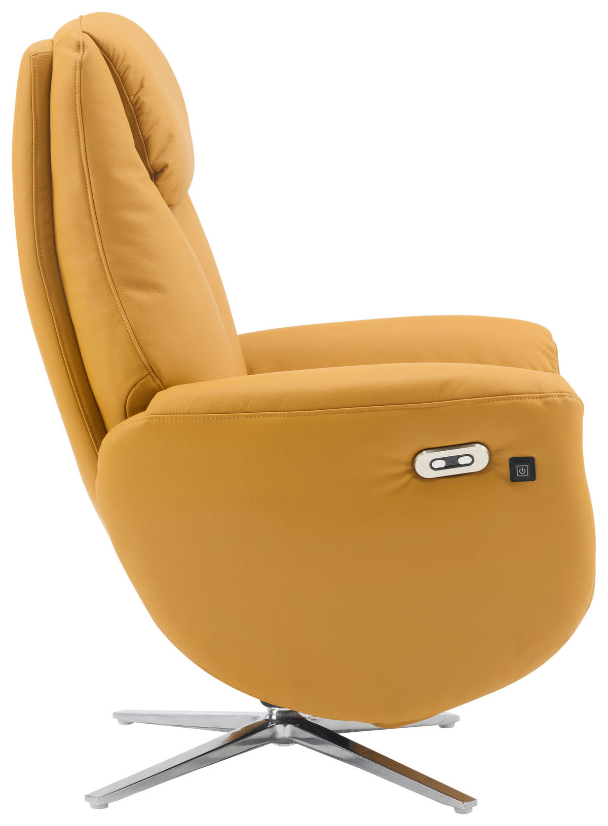 MASSAGESESSEL Echtleder Lederlook Gelb    - Chromfarben/Gelb, Design, Leder/Textil (79/110/85cm) - Livetastic