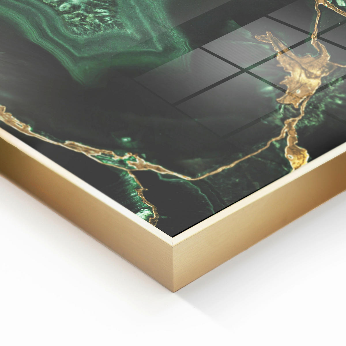 GLASBILD Steine 80/120 cm  - Smaragdgrün/Goldfarben, Basics, Glas/Holz (80/120cm)