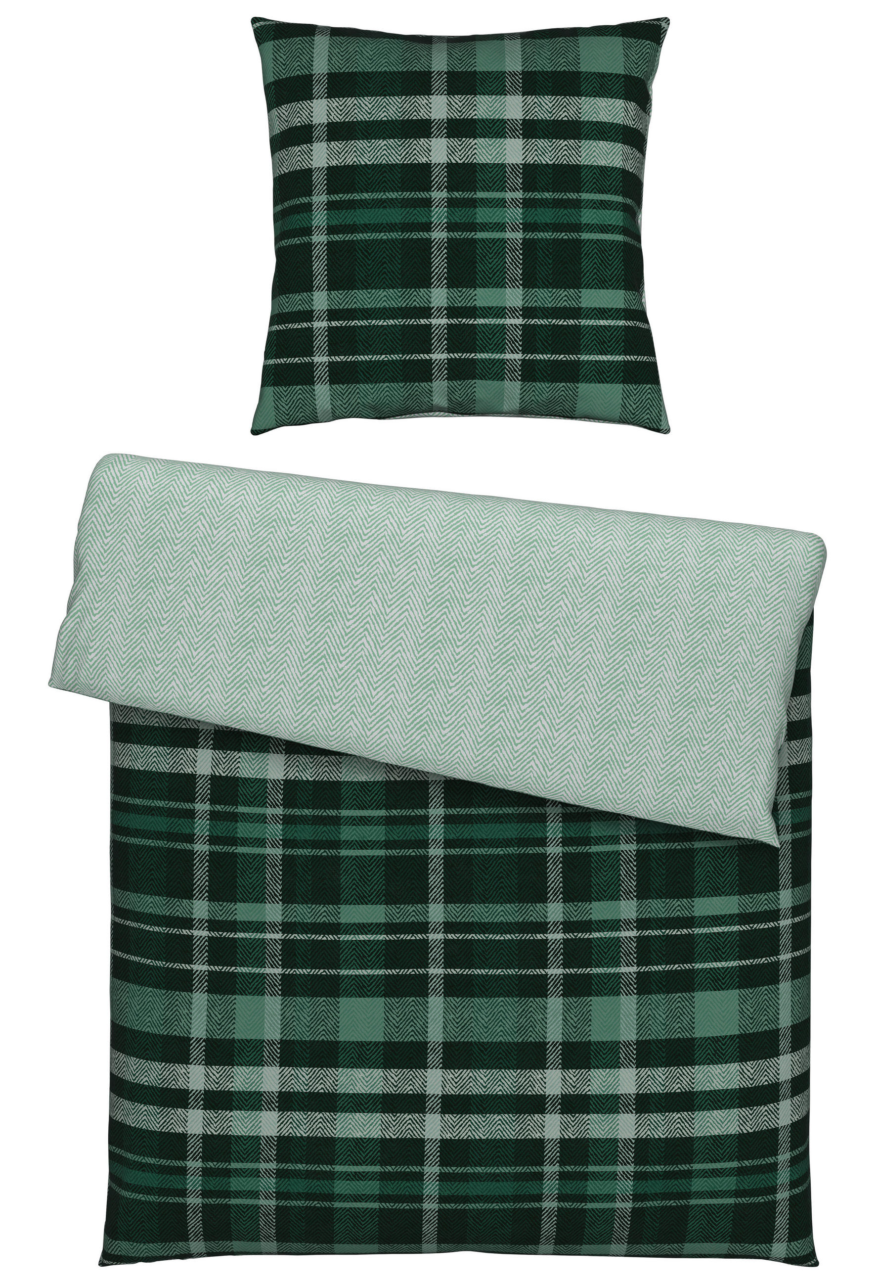 WENDEBETTWÄSCHE 155/220 cm Flanell  - Grün, Textil (155/220cm) - Novel
