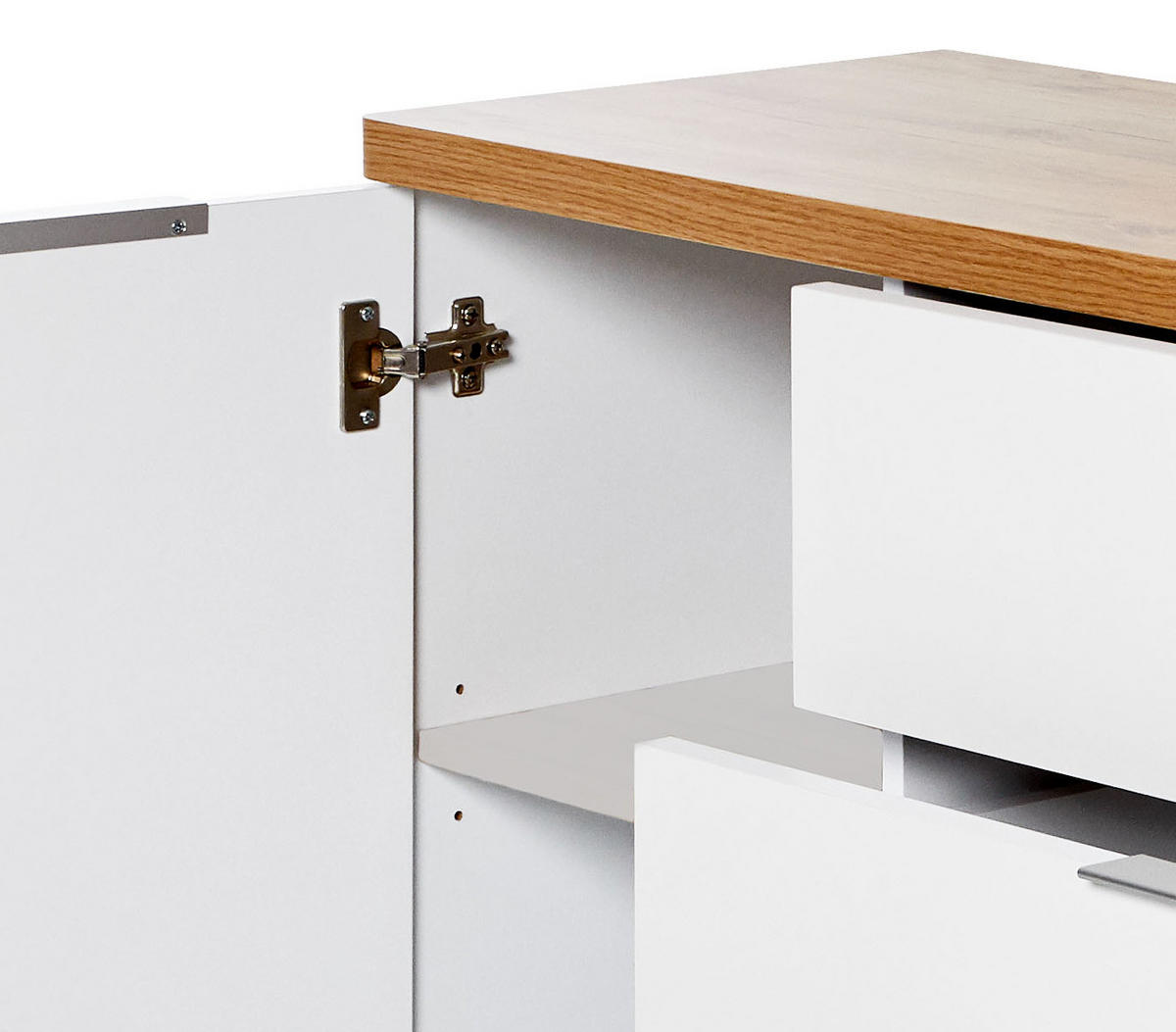 SIDEBOARD  in 120/77/39 cm  - Eichefarben/Alufarben, KONVENTIONELL, Holzwerkstoff/Metall (120/77/39cm) - Livetastic