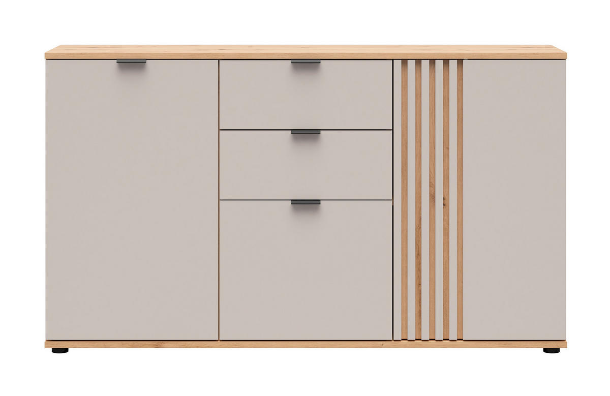 SIDEBOARD  150,5/87/40 cm 3 Schublade(n)  - Kaschmir/Schwarz, MODERN, Holzwerkstoff/Kunststoff (150,5/87/40cm) - Milino