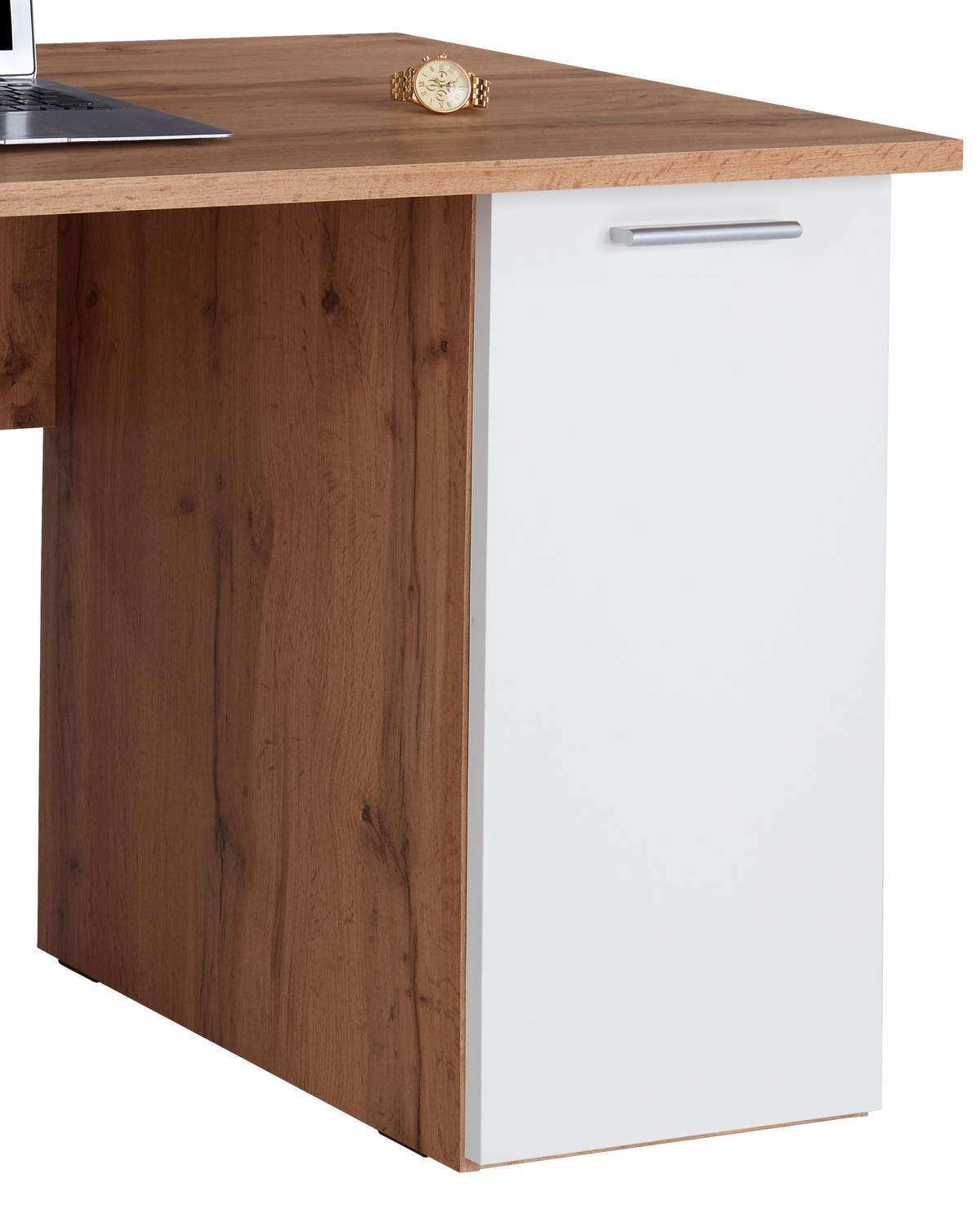 PISALNA MIZA leseni material bela, barve hrasta  - barve hrasta/bela, Moderno, umetna masa/leseni material (138/76/60cm) - Carryhome